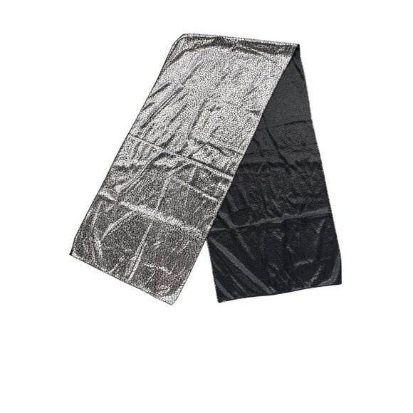 Vintage Silver & Black Floral Butterfly Patterned Scarf Or Wrap Elegant Accessor - Picture 1 of 5